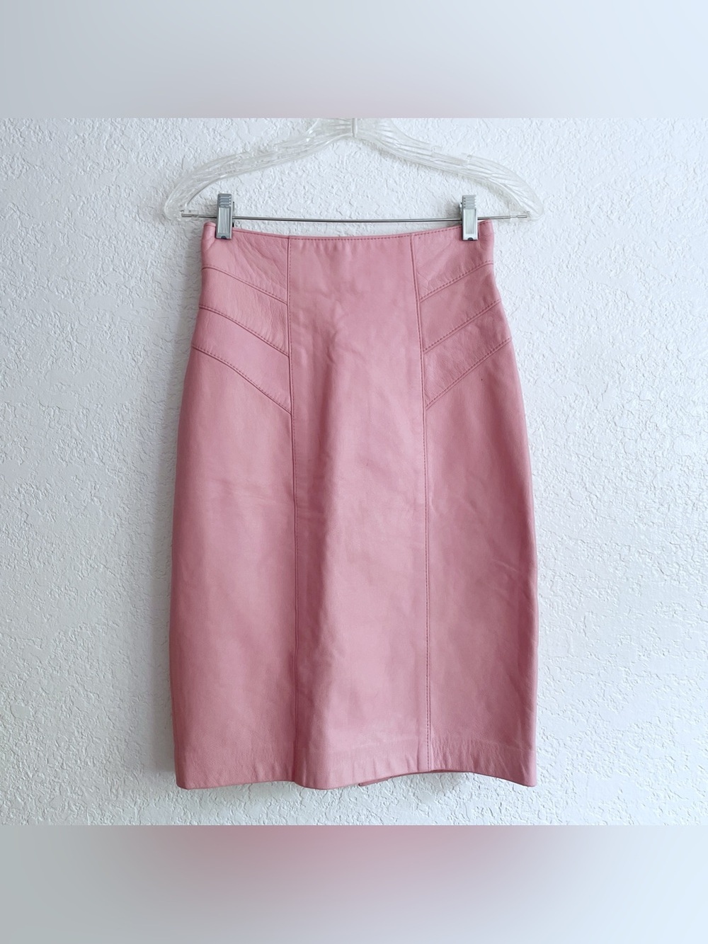 VTG Danier Pink Pastel Genuine Leather Pencil Skirt Small Soft Girl Romantic